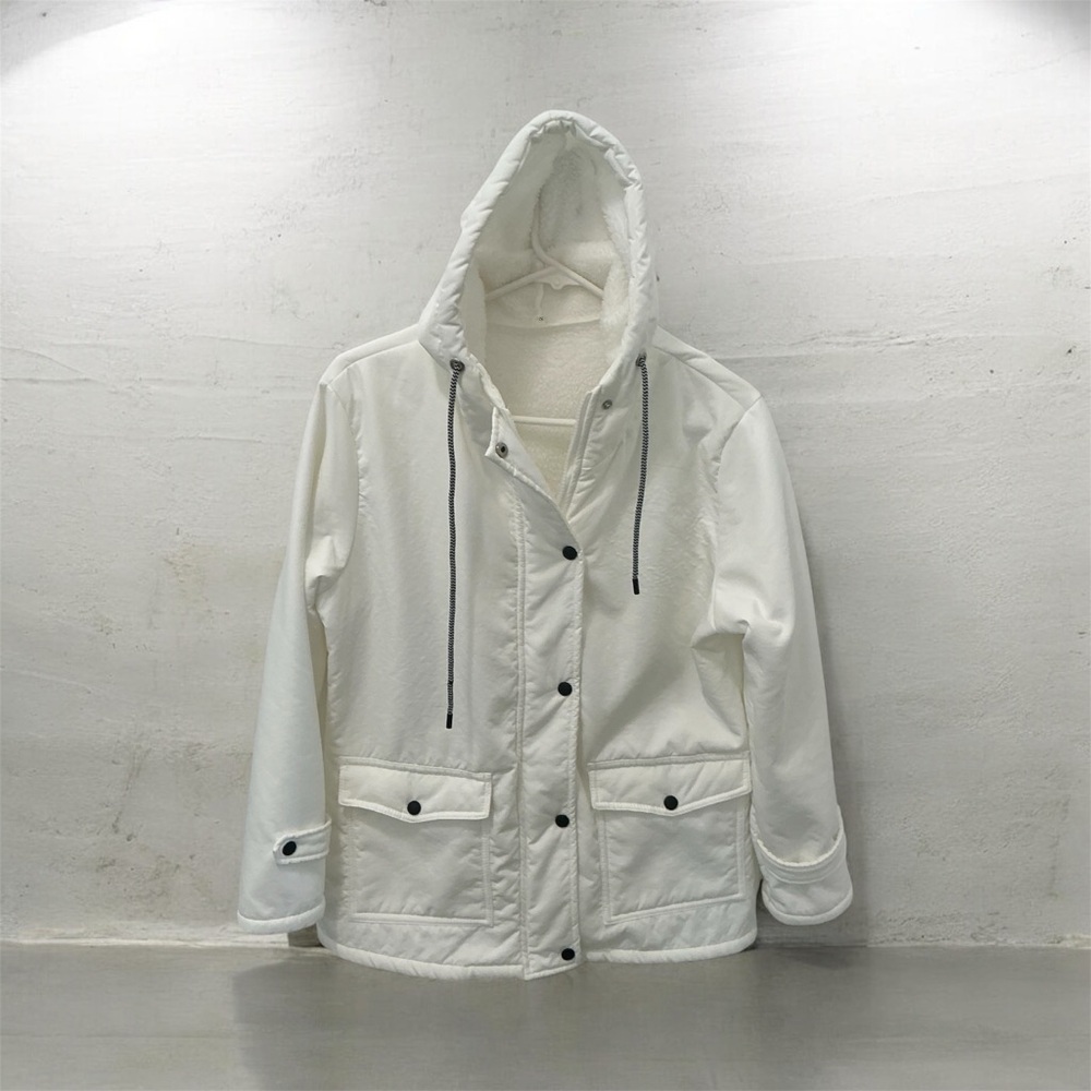 Classic White Hooded Jacket size small